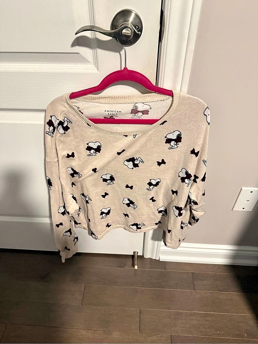 American Eagle AE Lounge Snoopy Print Long Sleeve Top